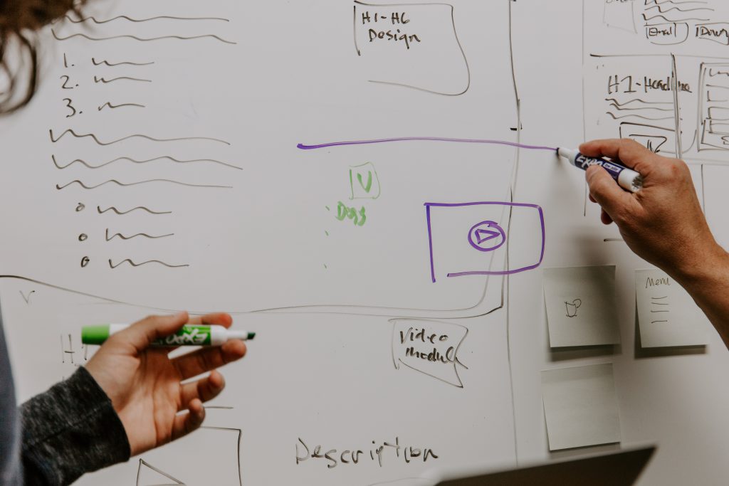 People writing on a whiteboard