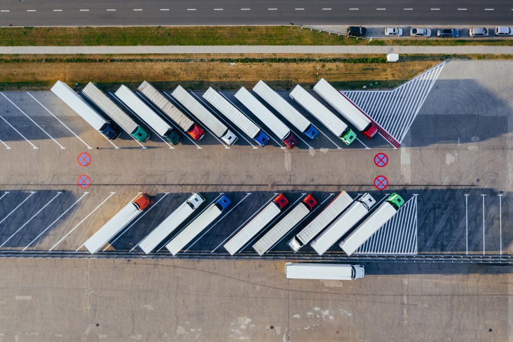 Trucks at warehouse